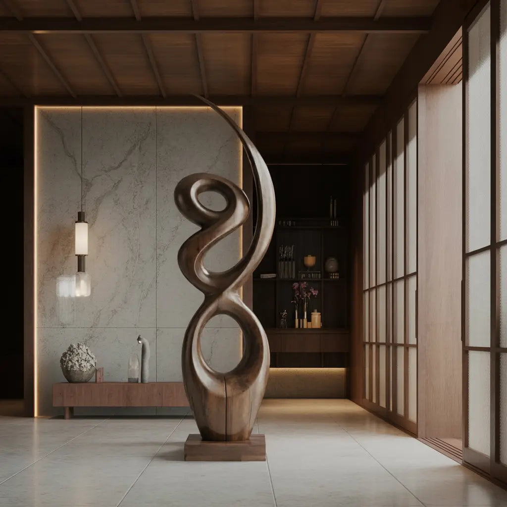 Handcrafted Wooden Abstract Sculpture For Living Room Kitchnce