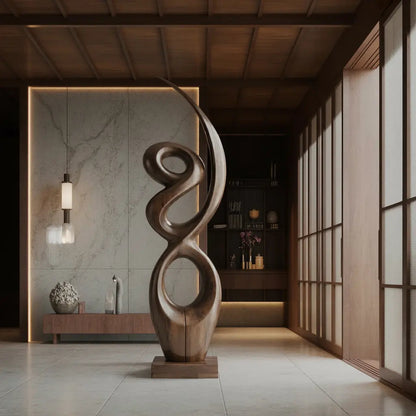Handcrafted Wooden Abstract Sculpture For Living Room Kitchnce