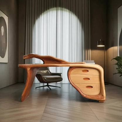 Modern Sculptural Desk With Drawers For Home Office And Studio Workspace Kitchnce