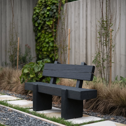Modern Solid Wood Outdoor Bench With Charred Finish For Garden Or Patio Kitchnce