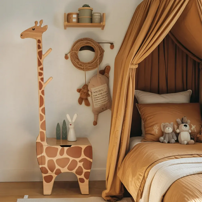 Adorable Giraffe Nightstand With Hooks And Drawer For Kids Room And Nursery Kitchnce