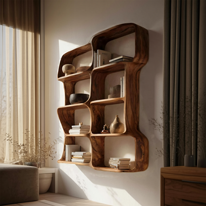 Modern Sculptural Floating Bookshelf For Bedroom Or Living Room Kitchnce