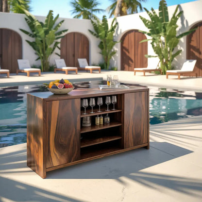 Modern Outdoor Bar Cabinet With Wine Storage For Patio Kitchnce