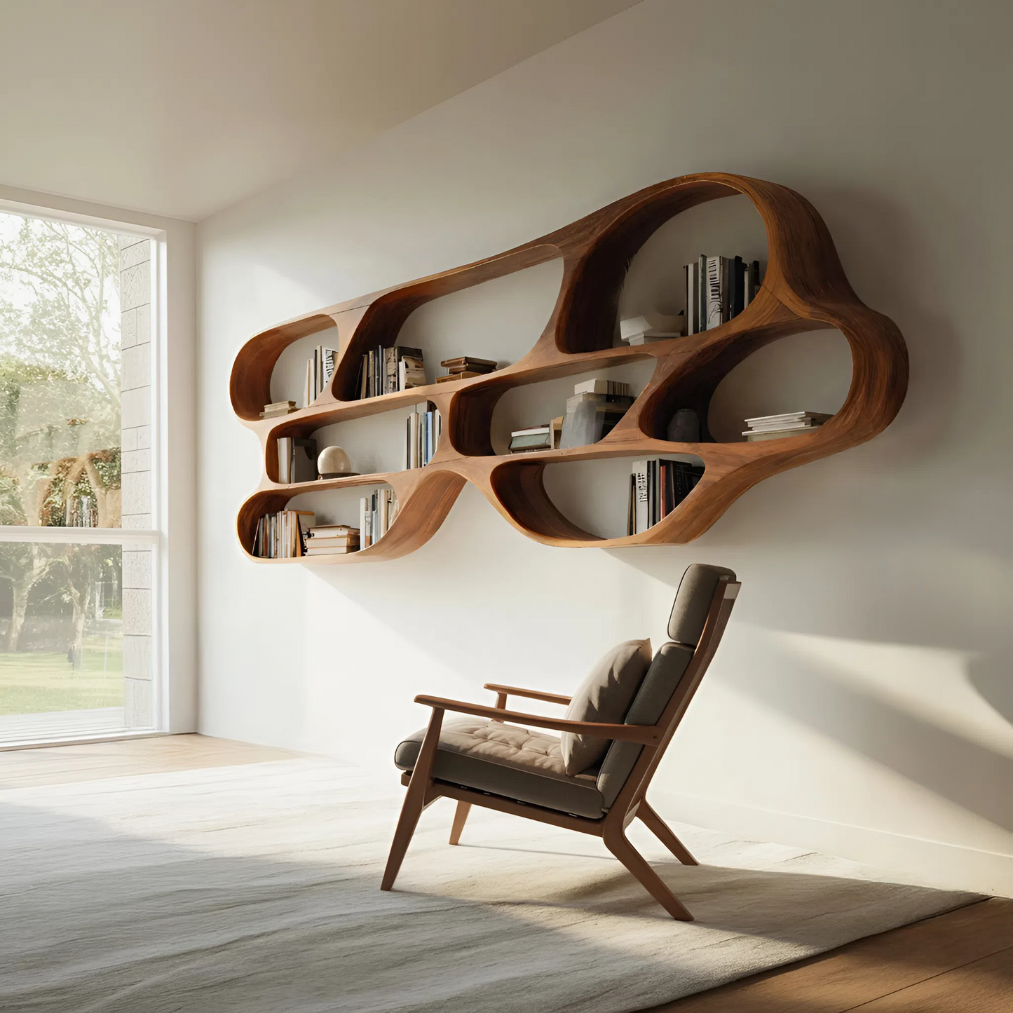 Organic Wall Bookcase For Bedroom Interior Design Kitchnce