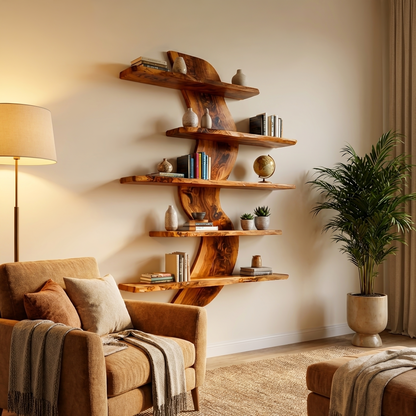 Sculptural Wall Mounted Bookshelf For Modern Living Room Kitchnce