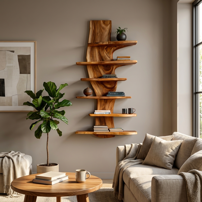 Modern Wooden Floating Bookshelf For Living Room Decor Kitchnce