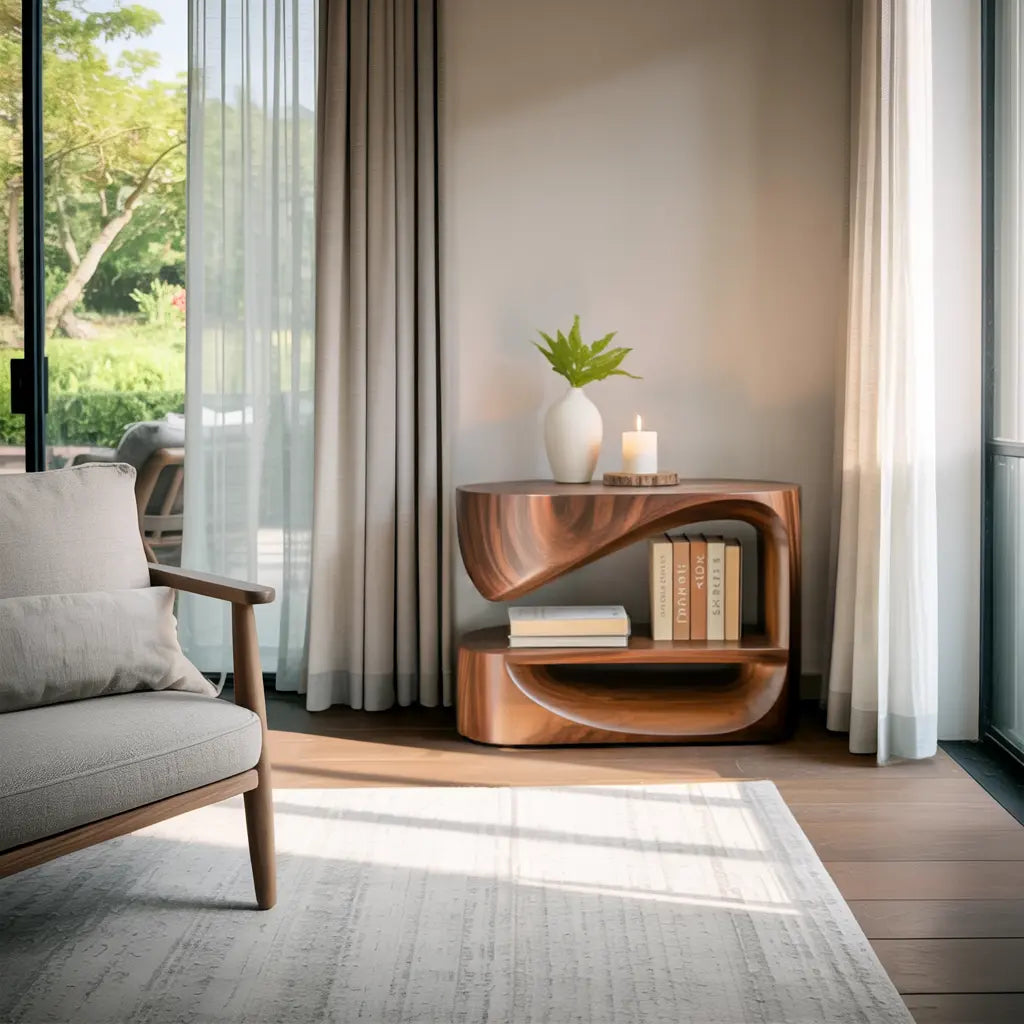 Modern Curved Nightstand With Open Shelf For Minimalist Rooms Kitchnce
