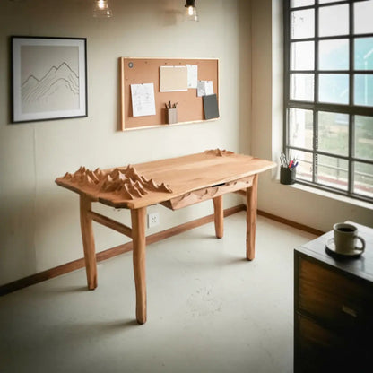 Mountain Carving Desk With 3D Detail For Studio Office And Reading Corner Kitchnce