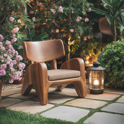 Contemporary Wooden Lounge Chair For Garden Or Reading Nook Kitchnce