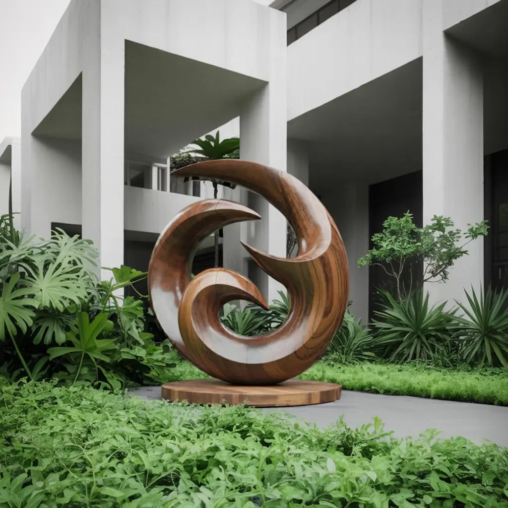 Farmhouse Abstract Wooden Sculpture For Living Room Kitchnce