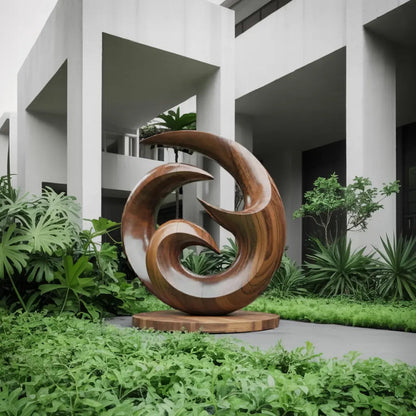 Farmhouse Abstract Wooden Sculpture For Living Room Kitchnce
