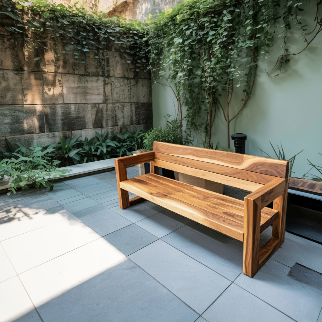 Modern Solid Wood Outdoor Bench With Armrests For Garden Or Entryway Kitchnce
