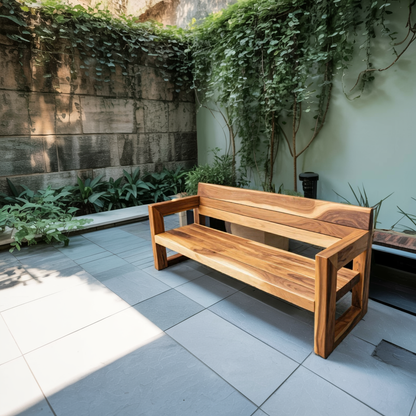 Modern Solid Wood Outdoor Bench With Armrests For Garden Or Entryway Kitchnce
