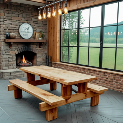 Minimalist Outdoor Picnic Table With Benches For Garden Or Cabin Kitchnce