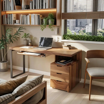 Contemporary Desk with Drawer For Home Office Workspace Kitchnce