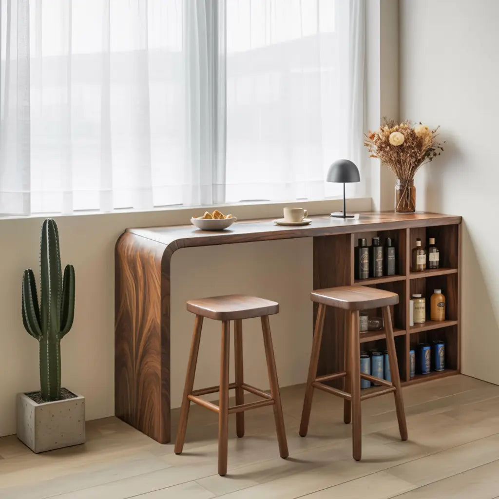 Modern Wooden Bar Table With Storage For Kitchen Or Home Mini Bar Kitchnce