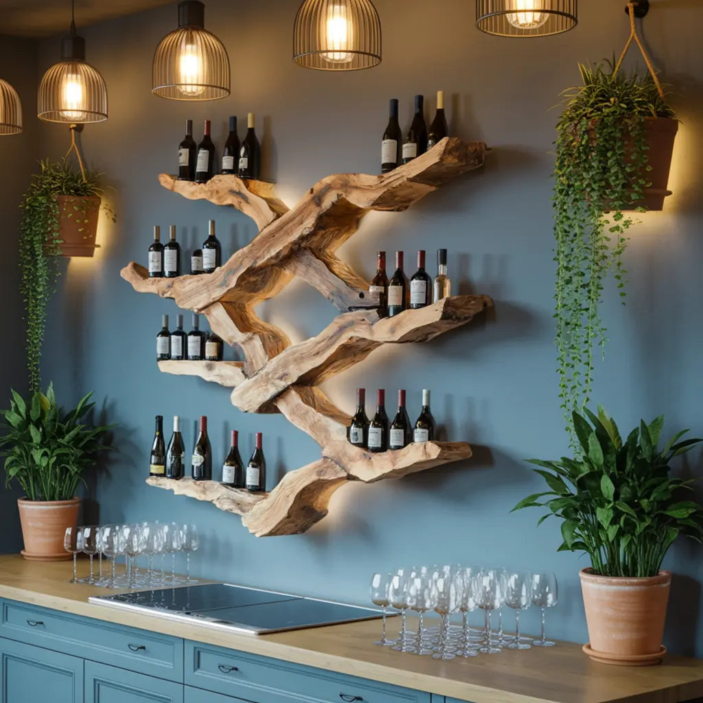 Farmhouse Wine Rack For Kitchen Wine Bottle Shelf Kitchnce