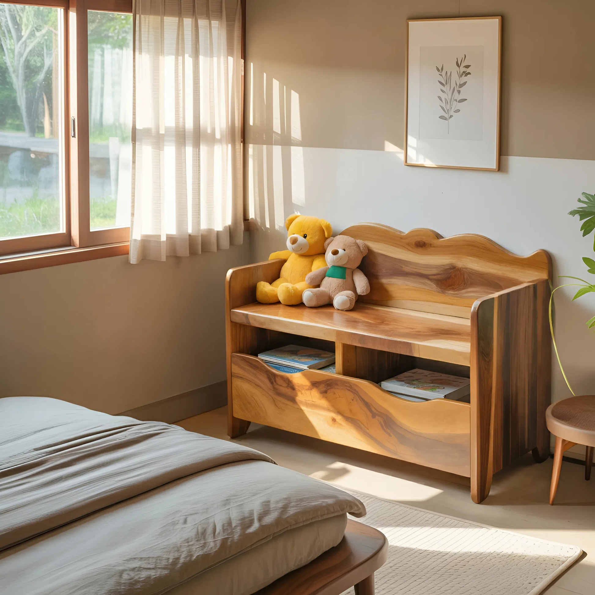 Montessori Bench With Book Storage For Kids Room Entryway And Playroom Kitchnce