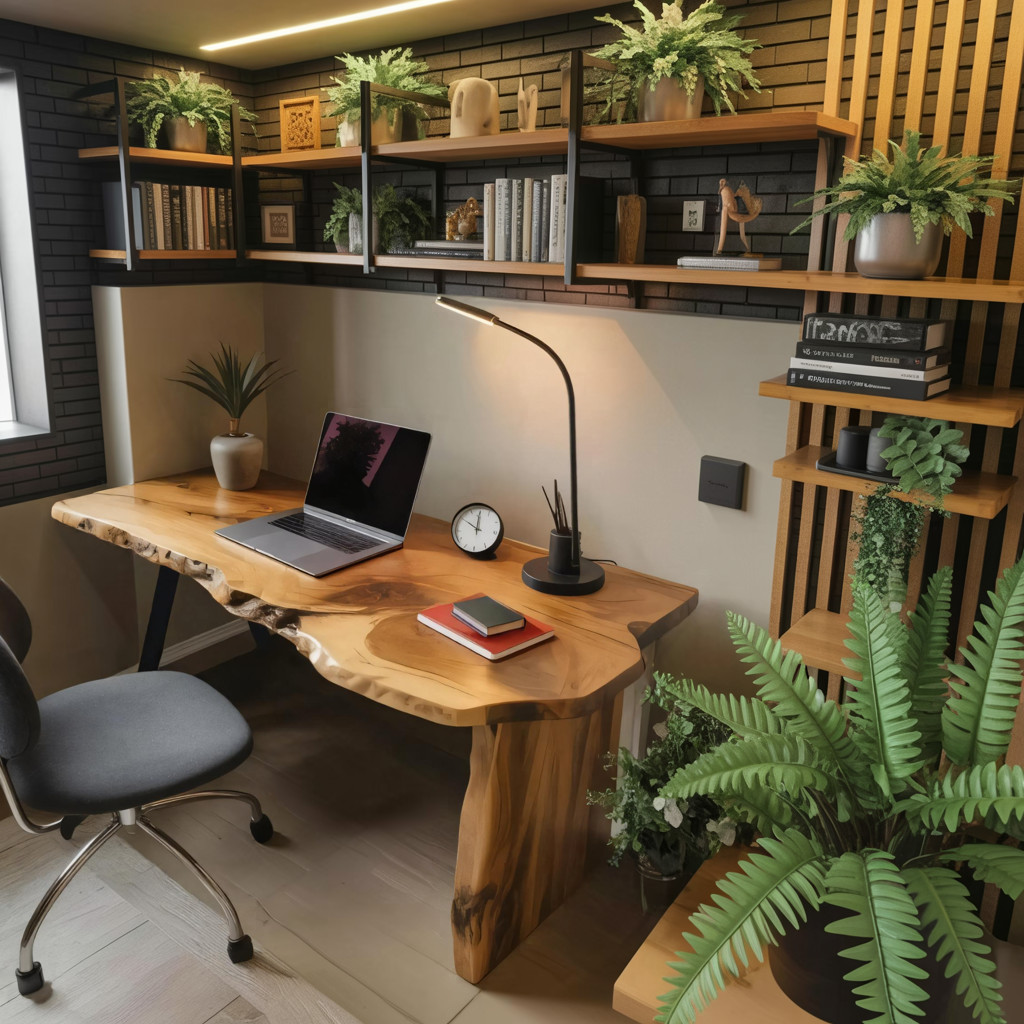 Rustic Office Desk With Live Edge Design For Home Workspace Kitchnce