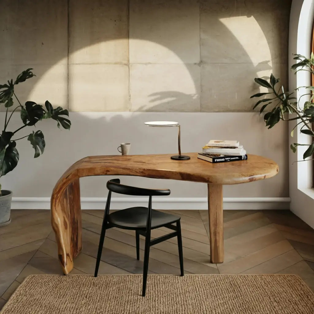 Live Edge Desk With Organic Curved Design For Home Office And Workspace Kitchnce