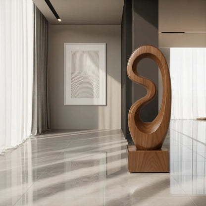 Rustic Solid Wood Abstract Statue For Interior Design Kitchnce