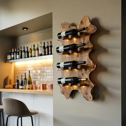 Rustic Live Edge Wall Wine Rack For Cozy Dining Rooms Kitchnce