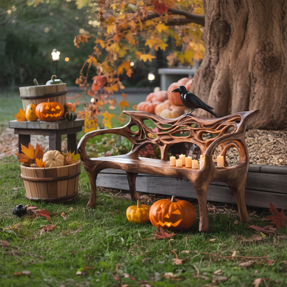 Mid Century Solid Wood Halloween Bench For Outdoor Design Kitchnce