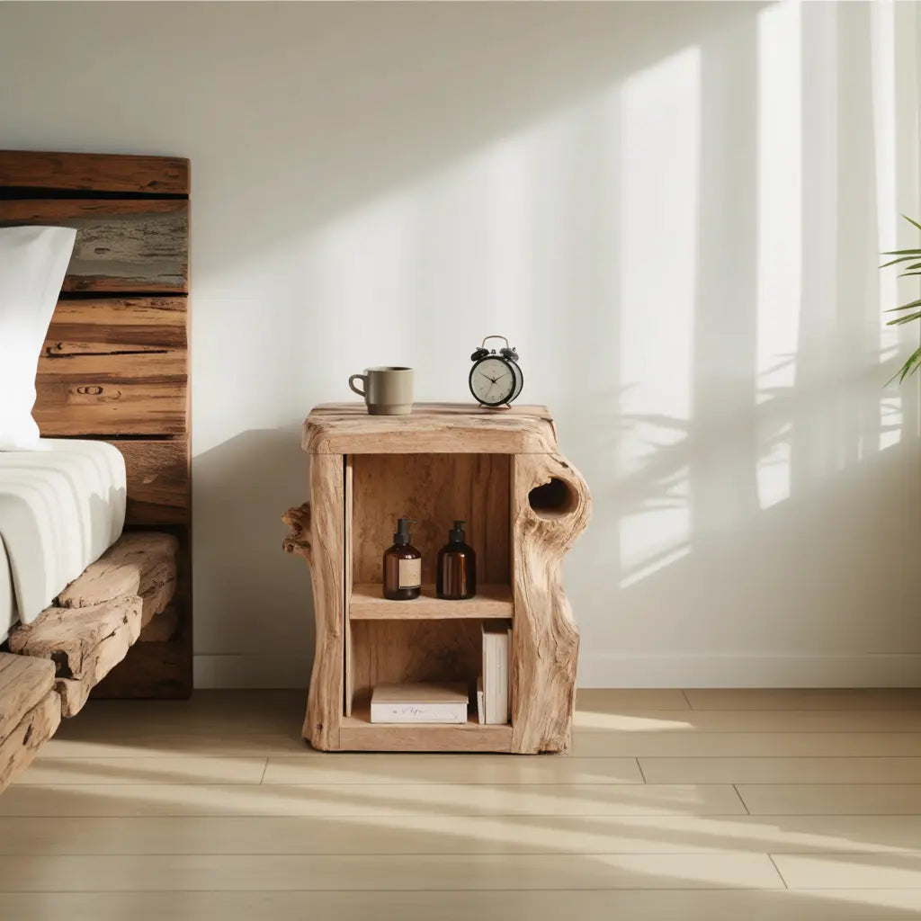 Handcrafted Live Edge Nightstand For Elegant Bedroom Kitchnce
