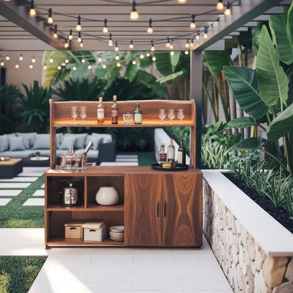 Contemporary Outdoor Bar Table With Hidden Storage For Garden Or Poolside Kitchnce