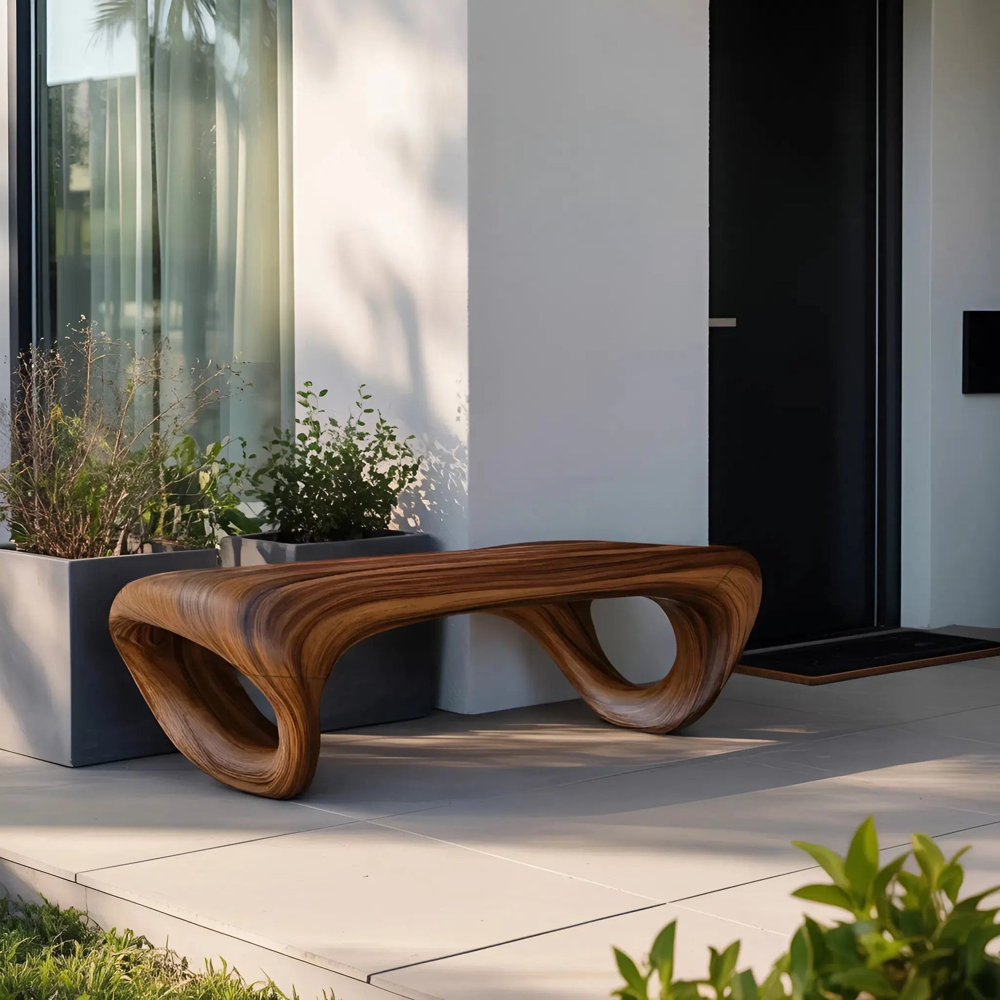 Modern Sculptural Outdoor Bench For Patio Or Garden Decor Kitchnce