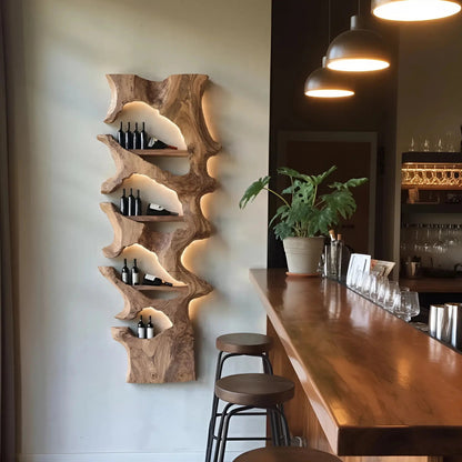 Mid Century Solid Wood Wine Rack For Bar Decor And Display Kitchnce