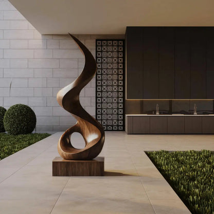 Mid Century Abstract Wooden Sculpture For Outdoor Garden Kitchnce