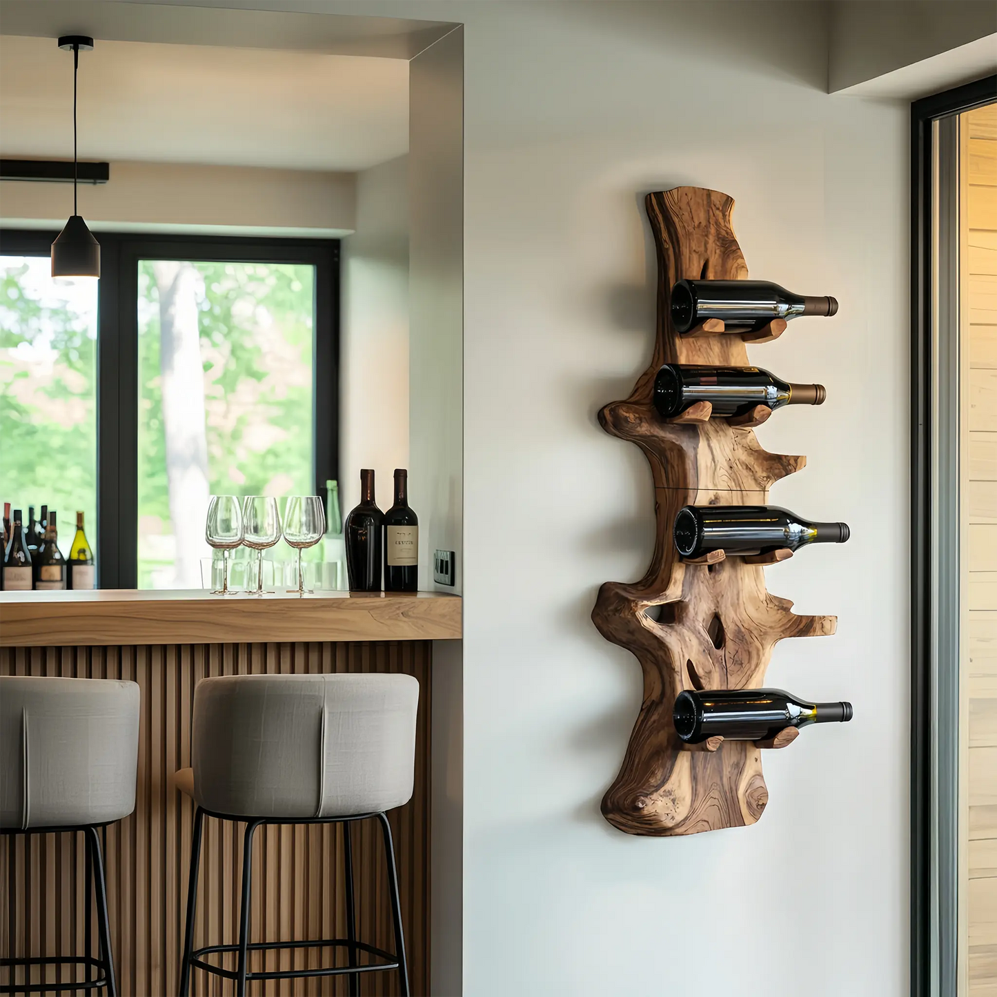 Handcrafted Live Edge Wine Holder For Modern Furniture Decor Kitchnce