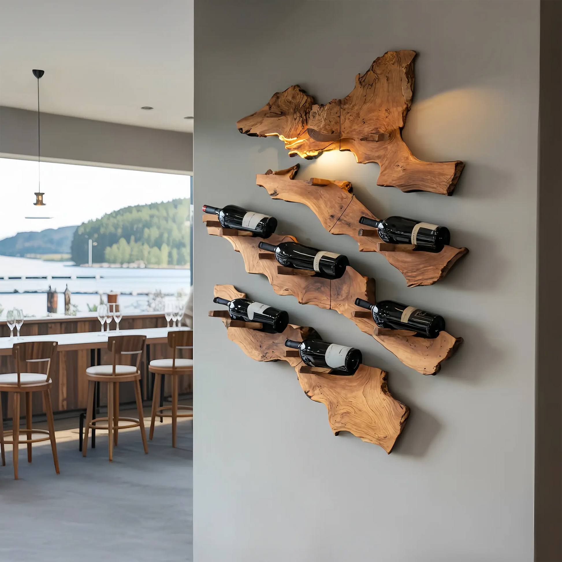 Handcrafted Wooden Live Edge Wine Holder For Bar Decor Ideas Kitchnce