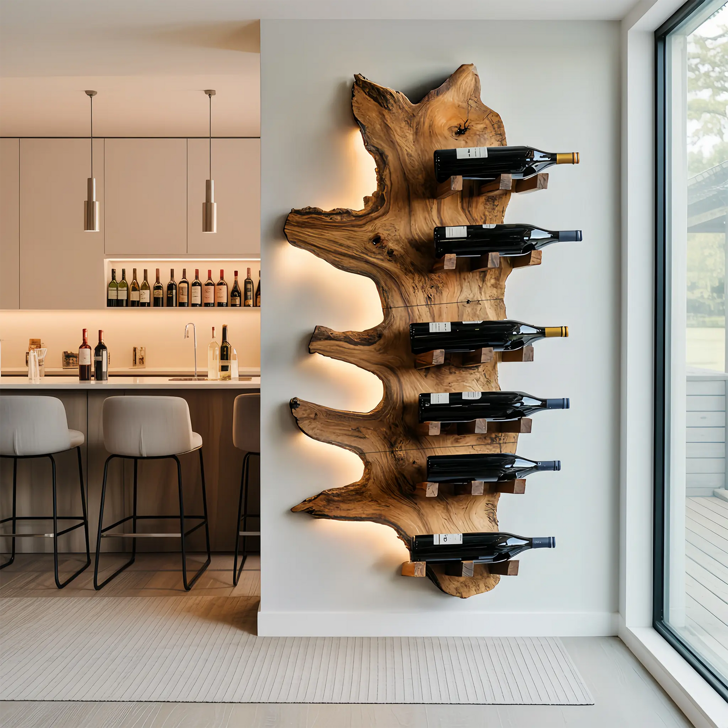 Modern Live Edge Wine Rack For Furniture Decor And Wine Shelf Kitchnce
