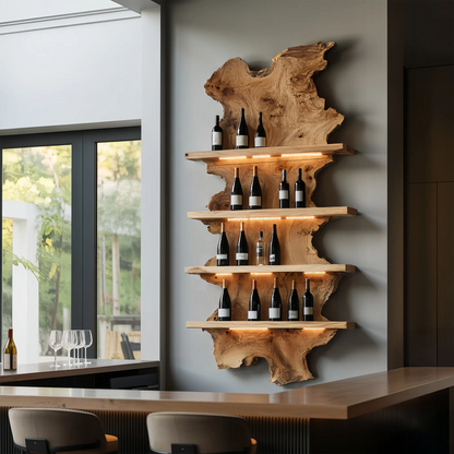 Mid Century Live Edge Wine Holder For Bar Decor And Home Art Kitchnce