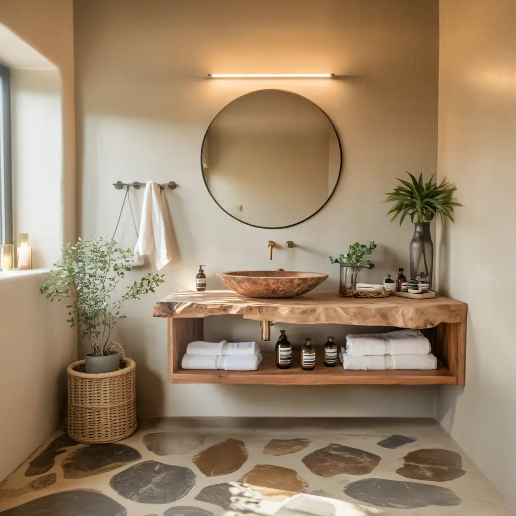 Rustic Solid Wood Vanity For Cozy Bathroom Furniture Decor Kitchnce