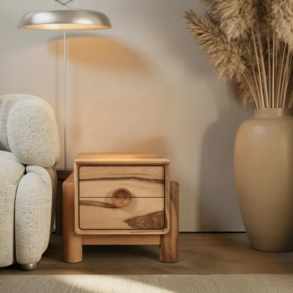 Modern Nightstand With Round Handle Bedside Table For Bedroom And Living Room Kitchnce