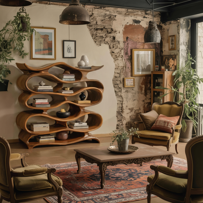 Sculptural Bookshelf Cabinet For Living Room And Office Kitchnce