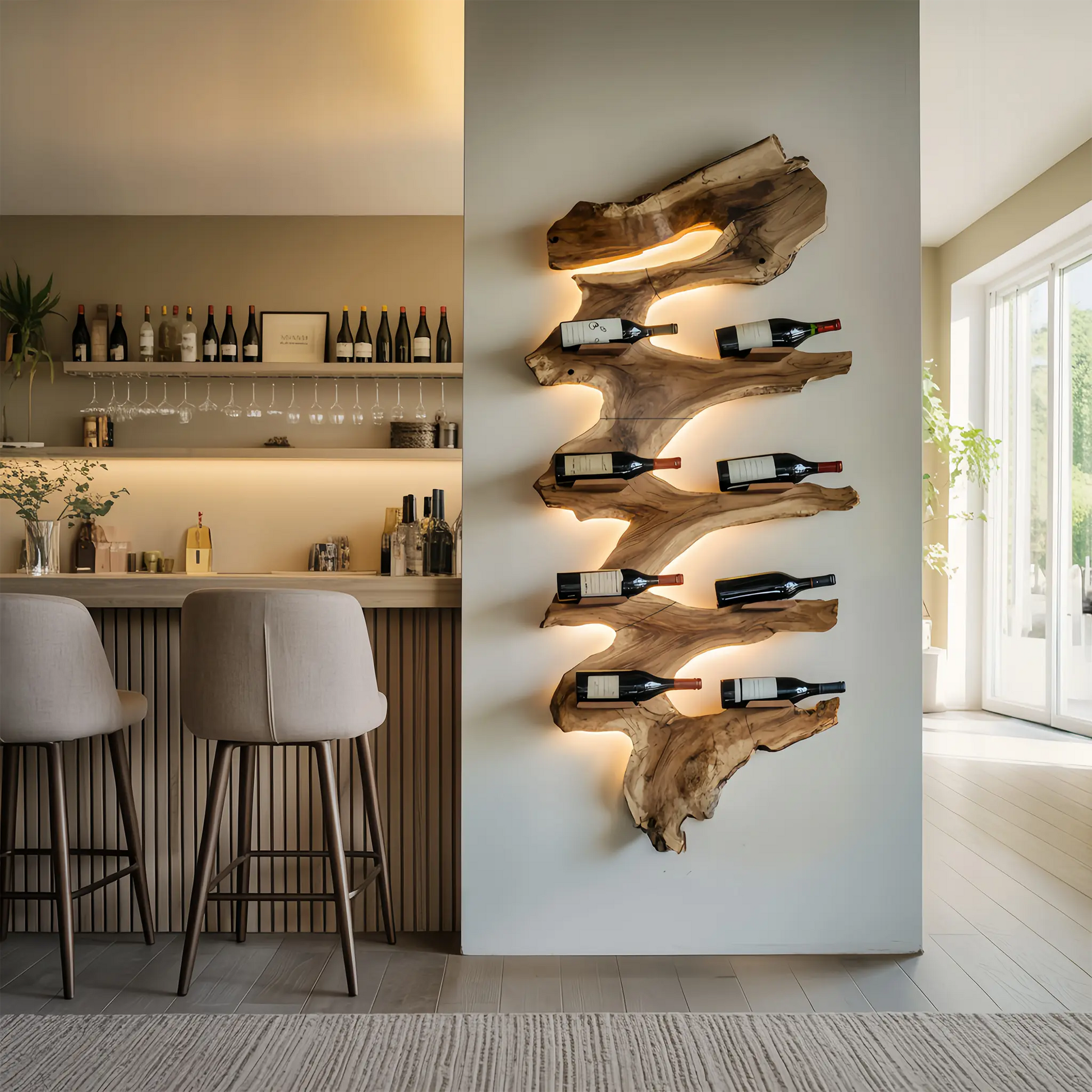 Modern Solid Wood Wine Rack For Living Room Furniture Design Kitchnce