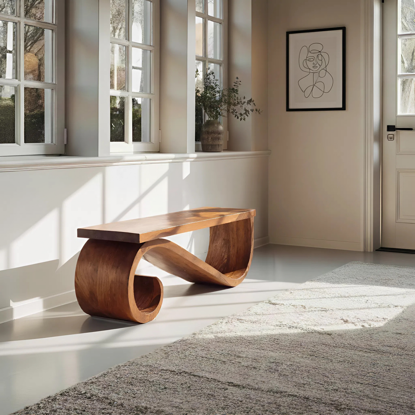 Organic Sculptural Bench For Entryway Or Living Room Kitchnce