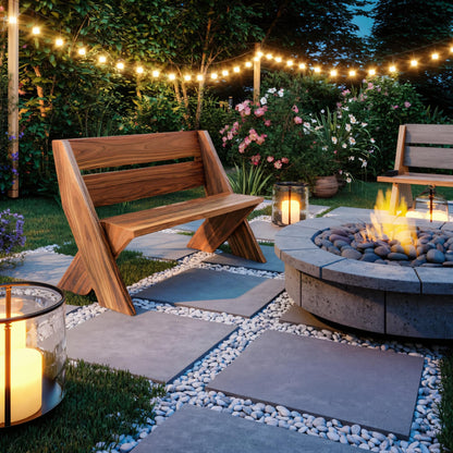 Modern Outdoor Bench With Angled Legs For Garden Patio And Backyard Kitchnce