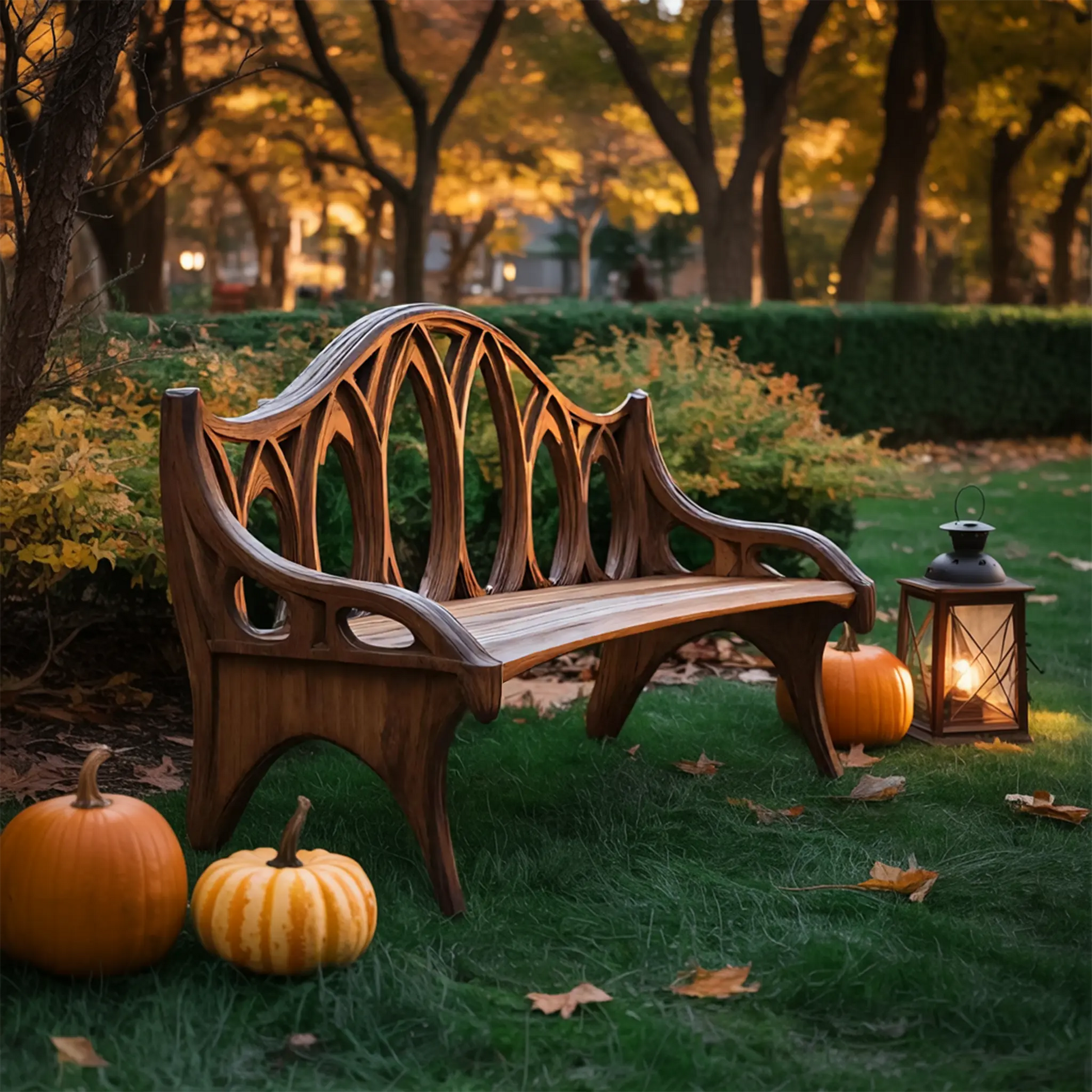 Farmhouse Solid Wood Halloween Bench For Outdoor Porch Design Kitchnce