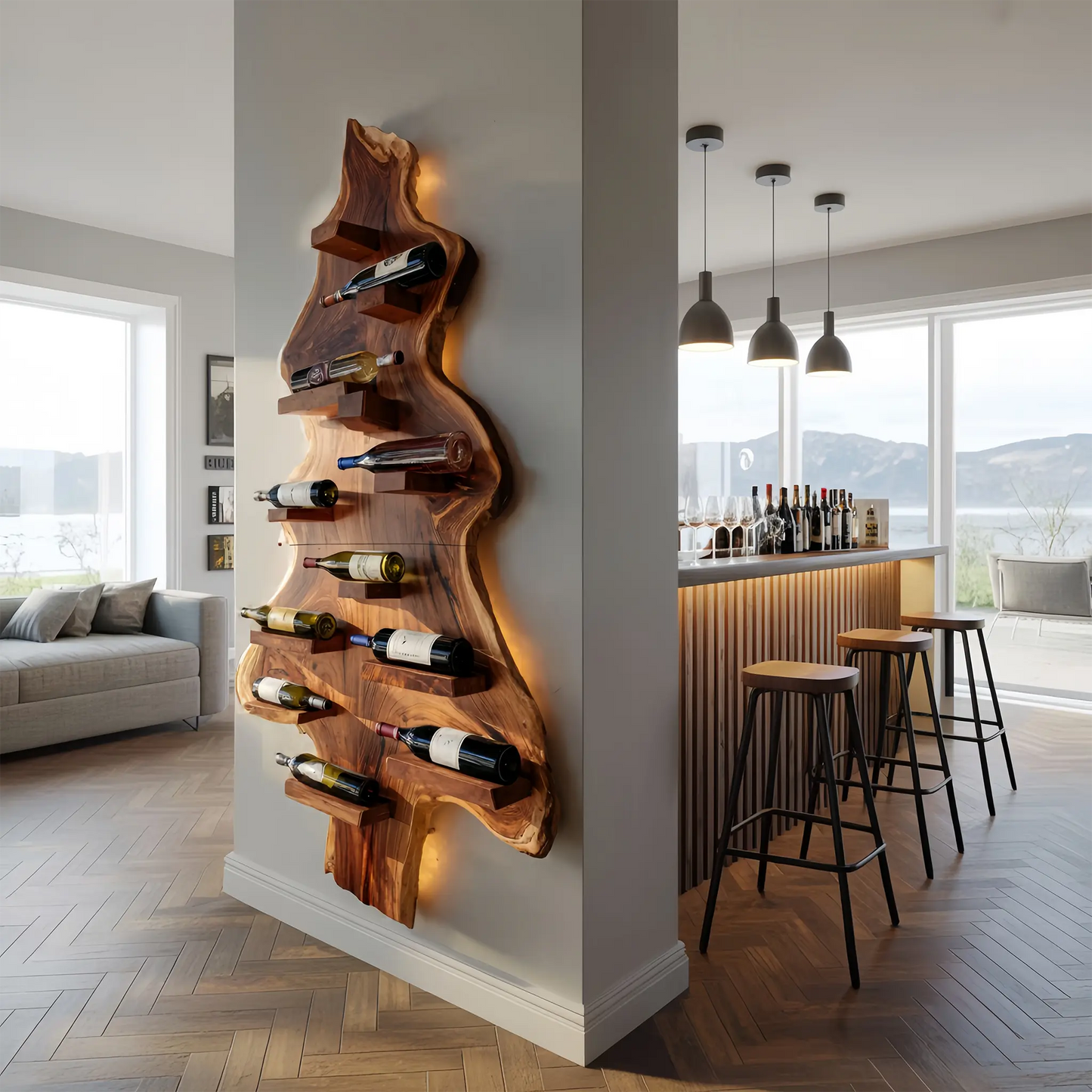 Mid Century Solid Wood Wine Rack For Entryway Furniture Style Kitchnce