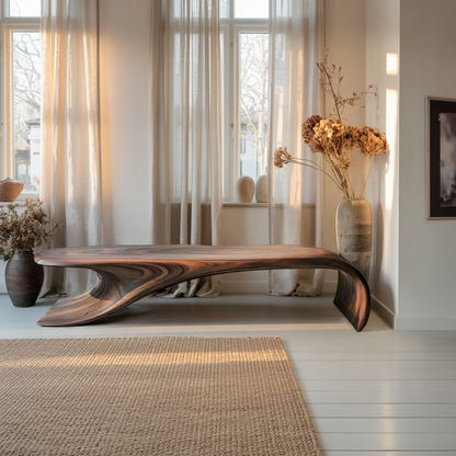 Modern Sculptural Bench With Flowing Curves For Living Room Kitchnce