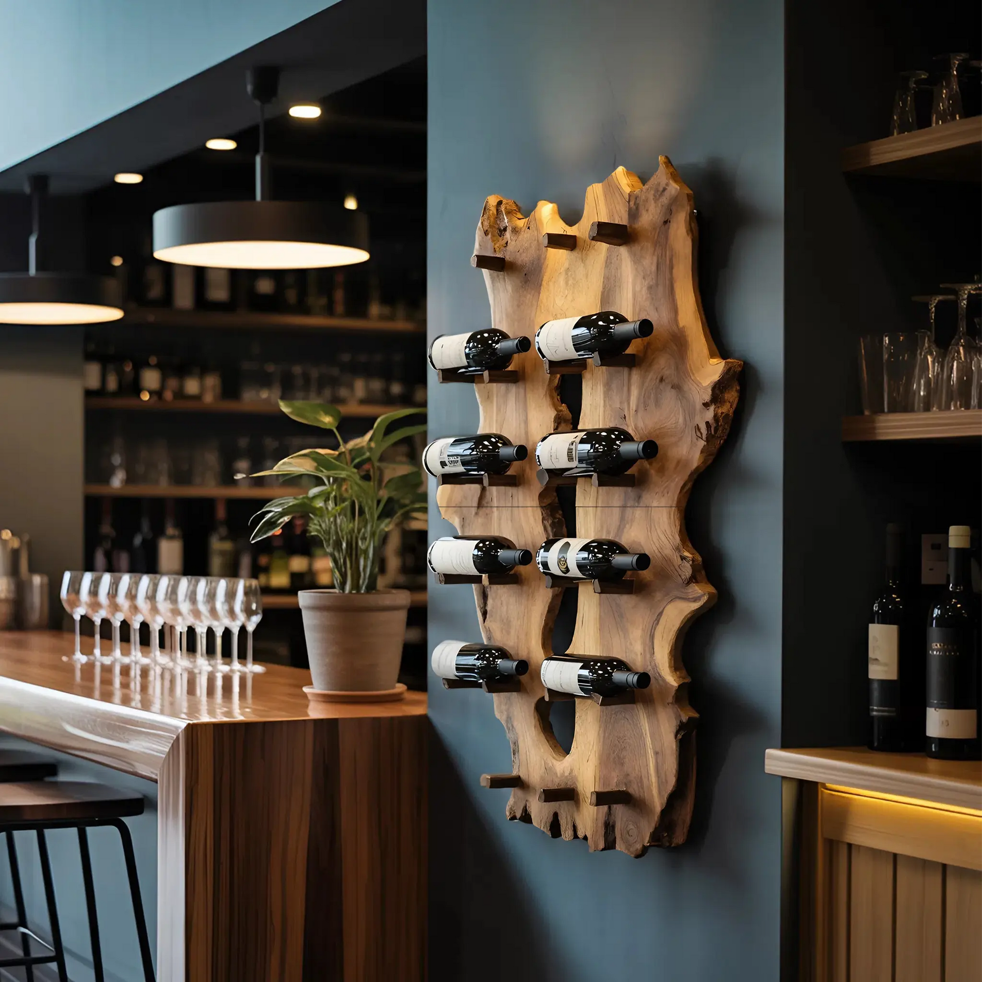Mid Century Live Edge Wine Holder For Elegant Entryway Decor Kitchnce