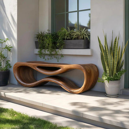 Contemporary Sculptural Outdoor Bench For Patio Or Garden Decor Kitchnce