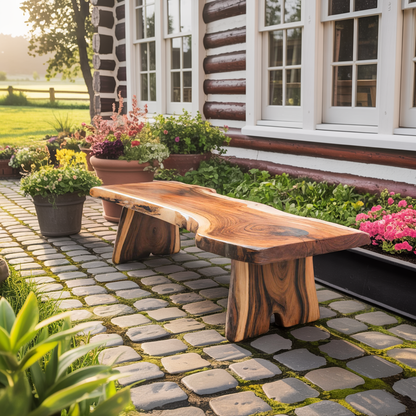 Minimalist Live Edge Outdoor Bench For Entryway Or Patio Kitchnce