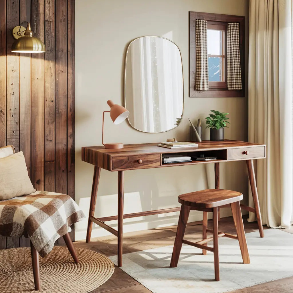 Mid Century Desk With Drawer For Home Office And Workspace Kitchnce
