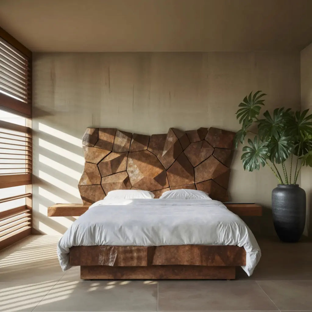 Modern Geometric Headboard Panel For King Or Queen Bed Kitchnce